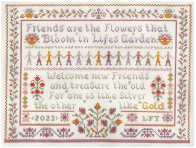 Friendship Sampler - komplettes Kreuzstichset auf 14 Aida mit FARBKARTE