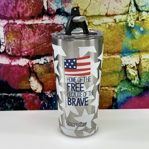 HOME OF THE FREE BECAUSE OF THE BRAVE Tervis Stainless Mug Veterans America USA - Picture 13 of 24