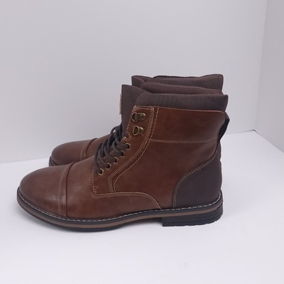 Club Room FREDERICK Leather Boots Mens 10.5 Closed Toe Lace 