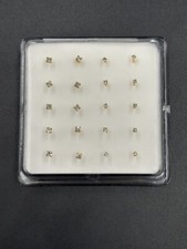 Set da 20 Orecchini Piercing Perno da naso Argento 925 Oro Zirconi quadrati