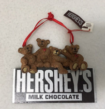 2000 Kurt Adler 4 Teddy Bears On Hershey Chocolate Bar Christmas Tree Ornament