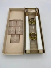 Vintage 1960 Amber-Glo & Quintet MCM Oil Wick Table Candle Candlesticks 2 pair