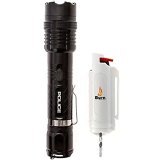 POLICE Stun Gun Burn Pepper Spray Combo for Self Defense 1158 Black & White