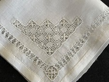 very fine hand drawn worked hemstitched handkerchief antique linen bridal maids