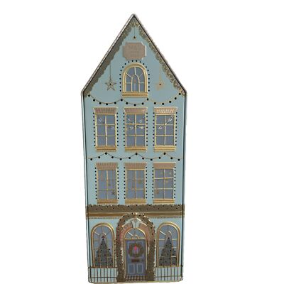 M&S Zuckerstange Schokoladenbox Leuchthaus LED leer Glitzer Haus Geschenk 