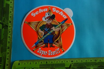 Alter Aufkleber Comic Cool Sprüche Büro Schule GEHA Super-Sheriff