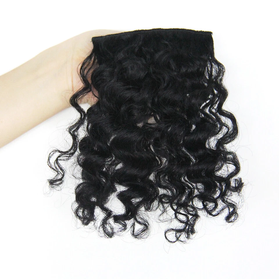 Clip In 100% Human Hair Curly Bangs Clip on Curly Hairpieces Fringe Extensions - Bild 2 von 4