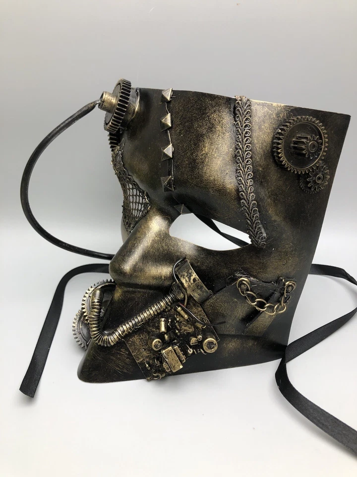 Unisex Steampunk Copper Mask Halloween Costume Party Mask Robot  - Image 3 of 4