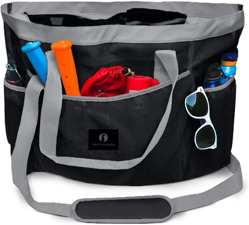 Mesh Beach Bag with Zipper - Extra Large Beach Tote Bag – Pool Bag