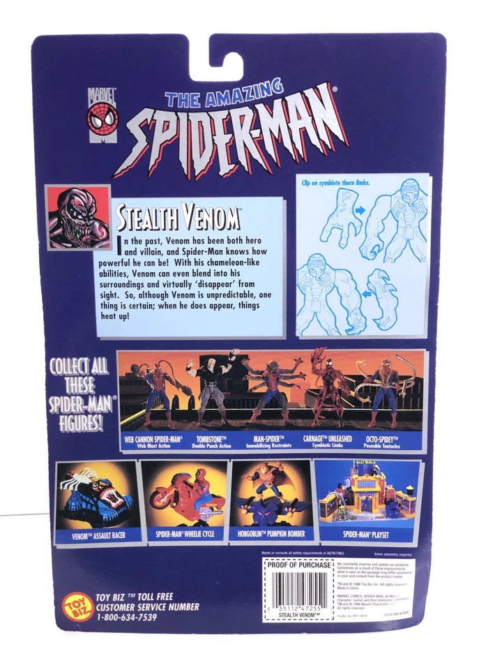 1996 The Amazing Spider-Man Lot Of 3 Stealth Venom, Variant, & Total Armor Rhino - Image 2 of 4