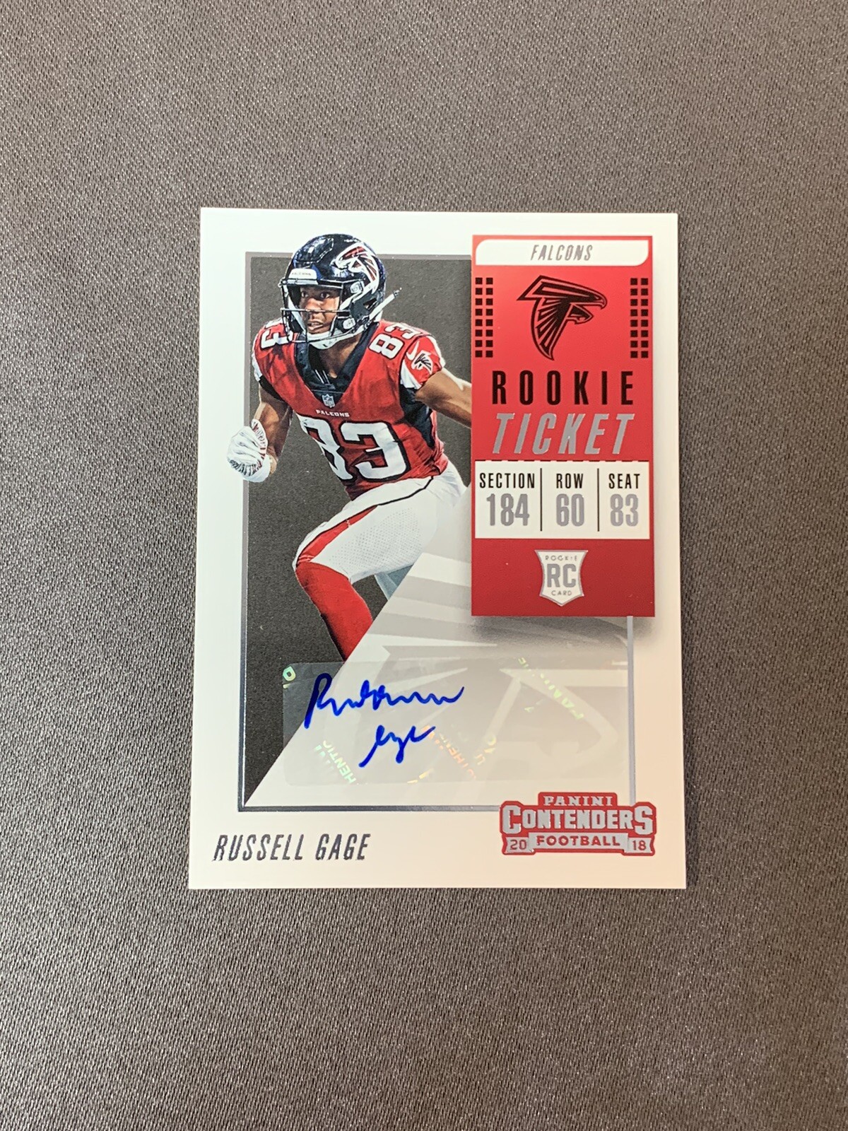 2018 Contenders - RUSSELL GAGE - Rookie Ticket RC Auto - Falcons