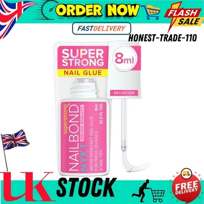 BRANDED NYK1 Nail Bond Nail Glue Extra Strong with Brush 8ml Super Strong False Nail Glu