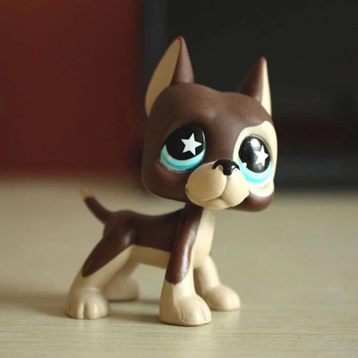 Littlest Pet Shop LPS Figure Star Eyes Deep Brown Great Dane Puggy Dog