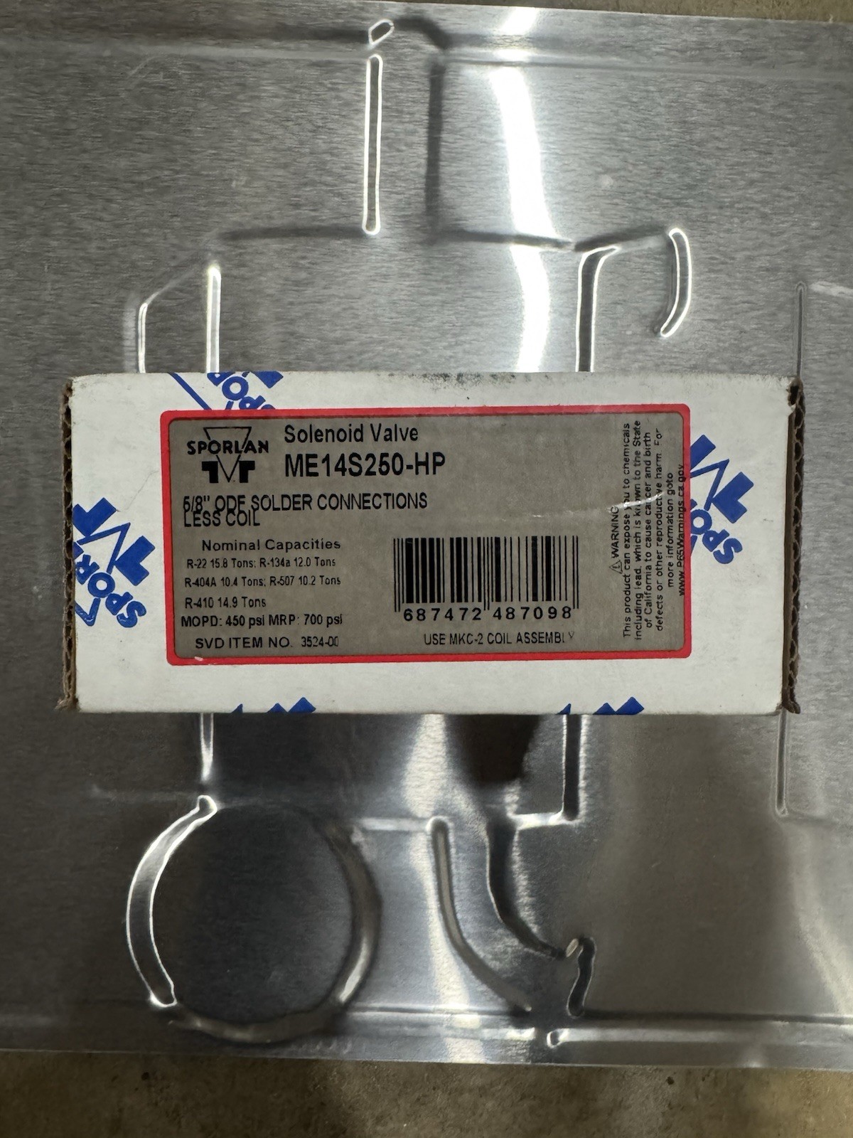 Sporlan ME14S250-HP Solenoid Valve Body 5/8" ODF. BRAND NEW. BNIB! 