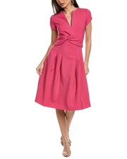 Oscar De La Renta Split Neck Twist Wool-Blend A-Line Dress Women's Pink 00