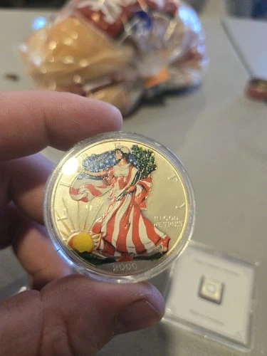 2000 American Eagle Walking Liberty Painted 1oz .999 SILVER Dollar Uncirculated
