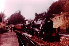 1968 British Rail Steam Loco 45342 & 45156 Wilpshire Railway Slide Ref 942