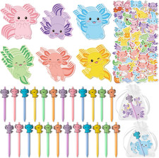 Axolotl Stationery Party Favors - 24 Set Cute Axolotl Stickers Notes Ballpoint P