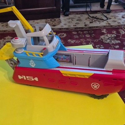 Paw Patrol Rescue Boat Playset Red Blue Yellow Wheels Crane Marshall Chase Skye