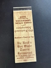 Vintage Wisconsin Matchbook “Vic Boyd’s Bier Stube Tavern” Madison