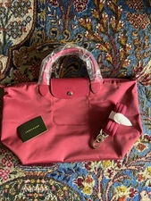 Longchamp le Pliage Nylon Tote Bag Raspberry Medium New