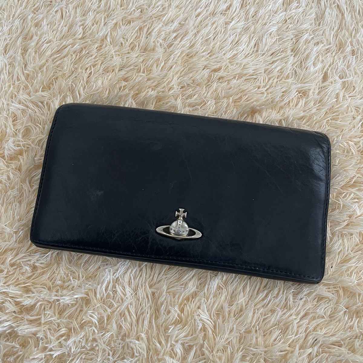 Vivienne Westwood Black Leather Long Wallet Clutch From Japan | eBay