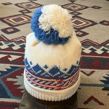 Vintage 80s Nordic Knit Wool Winter Cap Adult NOS New Beanie Hat