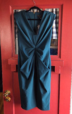 Donna Karan New York Quiet Luxury Green Sleeveless Midi Dress Rear Zip Size 4