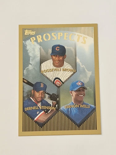 1999 Topps - Prospects #436 Vernon Wells, Roosevelt Brown, Dernell Stenson (RC)