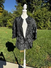 Antique 1870s 1880s Black Silk Taffeta Mantle Cape Victorian Ruffled