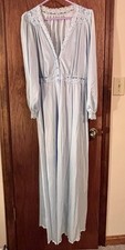 Vintage Shadowline Light Blue Robe Lace Button LARGE 1960s Or 70s