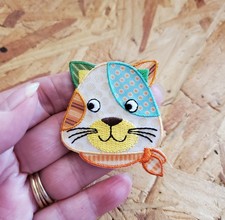 Cat - Kitten - Pet - Patterned - Embroidered Iron On Applique Patch - B