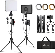 12" LED Video Light Kit,2-Pack Photography Lighting Kit,73" Height 2800-6500K Di