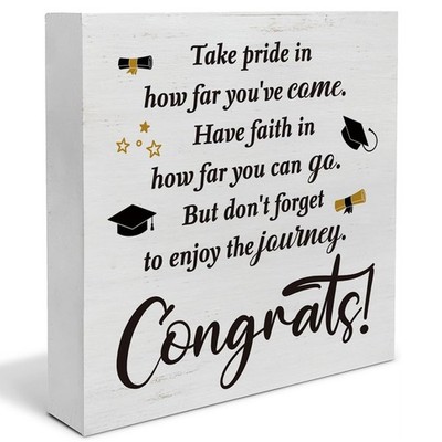 2D Graduation Wooden Box Sign Home Office Desk Decor Keepsake for Graduate Gifts