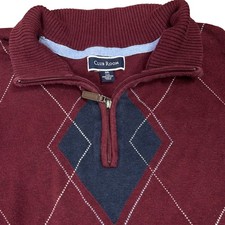 Club Room 1/4 Zip Argyle Sweater Burgundy Sz-3XL 100 Pima Cotton Dark Academia
