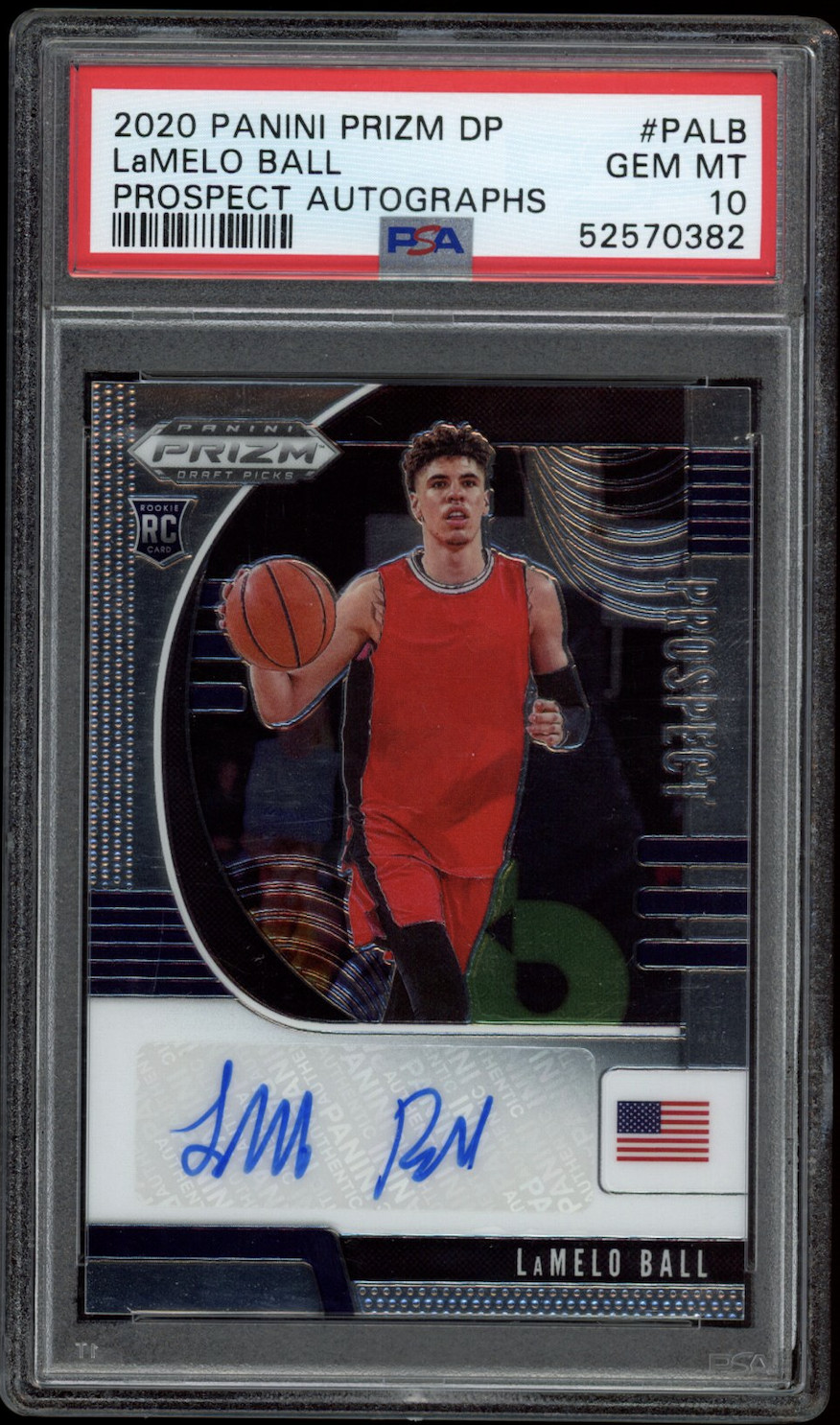 LAMELO BALL 2020 Panini Prizm Draft Picks Prospect Auto PSA 10 Hornets