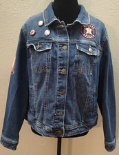 Houston Astros Adult Plus Size X Denim  Baseball Jean Jacket MLB One Of A Kind 
