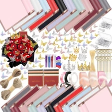 528Pcs Flower Wrapping Paper Kit 200 Sheets Waterproof Floral Wrapping Paper.