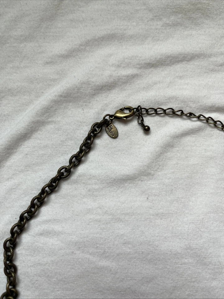 Lia Sophia CURIO Crystals Glass Faux Pearl Antiqued Gold 5 Pendant Necklace New - Image 2 of 4