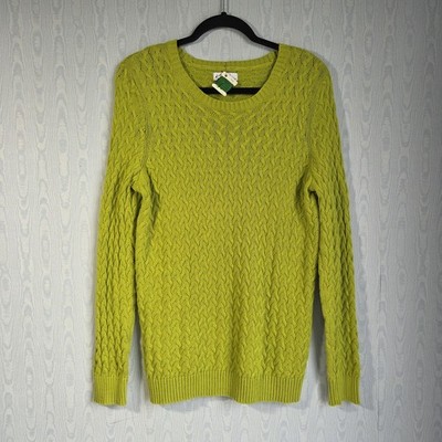 Mindfully Mended Womens Large Sweater Kim Rogers Cable Knit Lime Green Indie