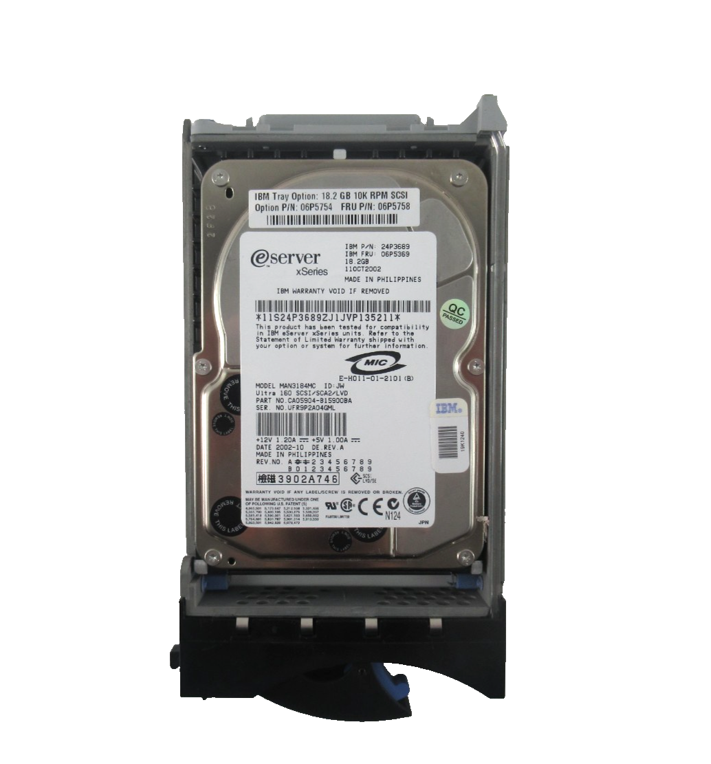 18.2GB SCSI (80 Pin - Ultra-160) 3.5"" 10K (With Caddy) HDD - 06P5758 / 06P5754