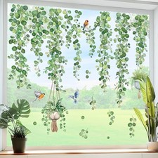 Spring Hanging Vine Double Sided Window Clings Plants Window Green Leaves