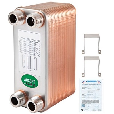 40-Plate 316L Brazed Heat Exchanger w/ Four 3/4'' MNPT Ports