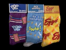 Trio of Men  s Novelty Breakfast Crew Socks-Sz 6-12