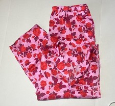 Ann Taylor LOFT Pink/Rose Print, Satin Long Sleeve/Pants Pajama Set XL