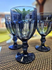 Set Of 3 Vintage Libbey Duratuff Gibraltar Dusky Blue Iced Tea/ Water Glasses