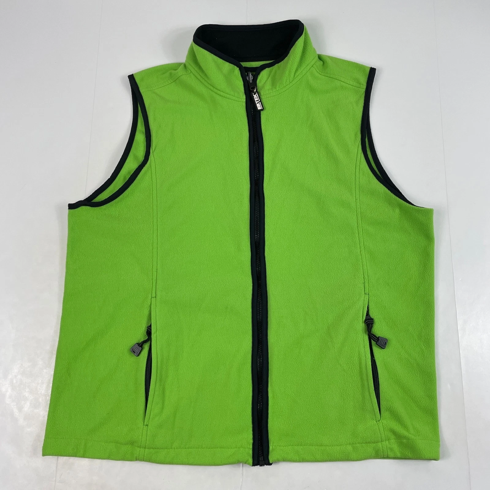 VINTAGE Eddie Bauer Vest Mens Large Green Ebtek Polartec Fleece Hiking Ski Neon