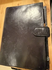 Franklin Covey Black Classic Top Grain Leather Open Binder
