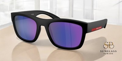 PRADA LINEA ROSSA PS 01ZS 1BO05U Mt Black Dk Blue Mir Violet 53 Men's Sunglasses