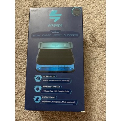 Ampere Cell UV Sanitizer Wireless Charger Phone Stand Black UVCBK115 NWB